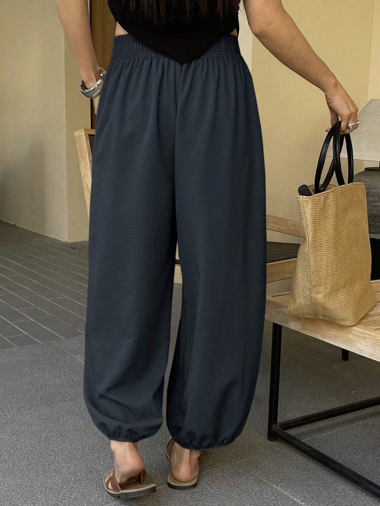 Women'S Loose Solid-Colored Lantern Pants, Casual Cropped Pants For Summer