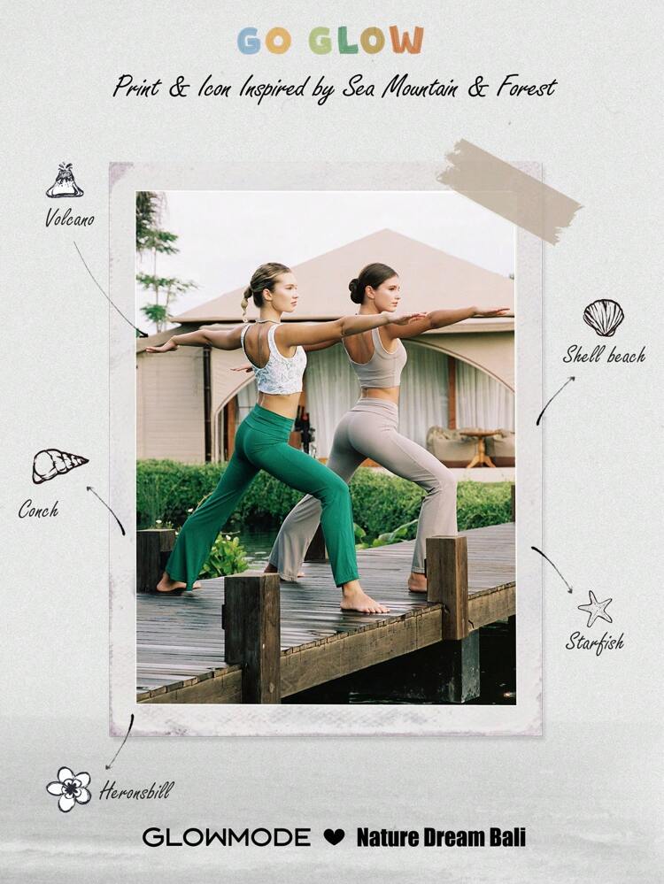 GLOWMODE X Nature Dream Bali FeatherFit™-Air Sweat-Wicking Quick-Dry Reversible Full Underarm Sports Bra Low Impact Yoga Pilates Studio Daily Casual Wear Removable Cups