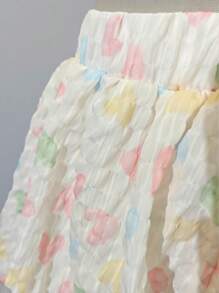 Young Girls Heart Print Lantern Shorts, Colorful Pattern Design Suitable For Vacation, Travel And Casual Daily Wear - Multicolor - View 5