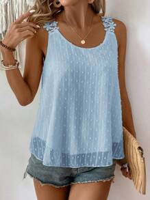 EMERY ROSE Women Tank Top Solid Color Spaghetti Straps, Fashionable For Summer - Baby Blue - View 4