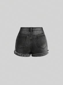 SHEIN Girlism Teen Girls' Distressed Fashionable Denim Shorts, Suitable For Summer