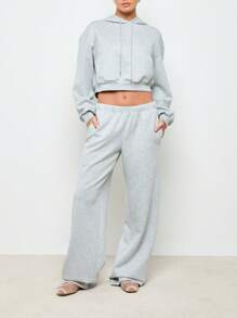 AiiRZ Oversized Cropped Athletic Sweatshirt Workout Hoodie Comfortable Sportswear For Yoga Running Training Spring Fall Winter - Grey - View 7