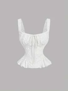 SHEIN MOD Conjunto de top de tirantes blanco y falda larga de sirena de encaje para mujer, conjunto de vestimenta elegante para primavera, estilo "old money", vestidos modestos para mujer