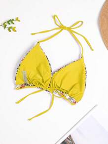 SHEIN Swim Curve 大码女式两件套随机印花比基尼泳装上衣 - 彩色 - 查看 2
