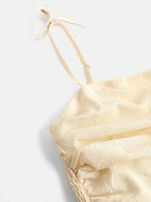 SHEIN Girlism Vestito casual a fascia a strati per ragazze adolescenti, con arricciature e orlo a bolle in tessuto tinto unito