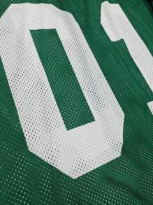 Aesthetic Post--Plus Size Men's Casual Loose Fit V-Neck Short Sleeve Numeric Print T-Shirt - Green - View 3