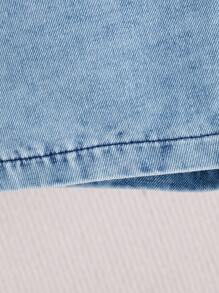 SHEIN Ensemble d'été pour bébé fille: Body décontracté en denim à manches courtes élégant et simple, assorti à un chapeau de seau