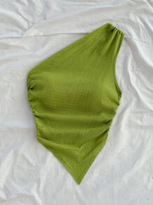 Soleia Blusa de mujer de talla grande para vacaciones de verano con cuello y bajo asimétricos