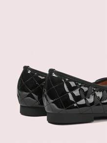 CUCCOO DOLLMOD Round Toe Suede Flat Shoes With Bow, Color Matching Metal Rivet Decor, Slip-On Ballet Flat Ladies Casual Shoes - Black - View 8