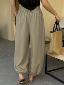 DAZY Women's Solid Color Loose Harem Pants, 7/8 Length, Casual Resort Wear, Summer - Mint Green - View 2