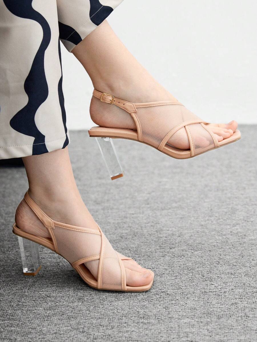 CUCCOO BIZCHIC 女士方头可调节带扣设计时尚高跟凉鞋