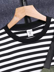 Tween Boy Textured Waffle Knit Short Sleeve T-Shirt And Shorts 2 Pieces Outfit - Grey - View 5