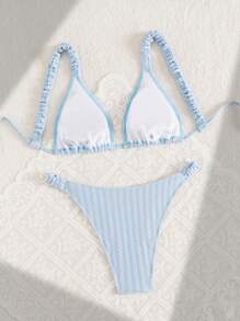 Swim Mod Set de costum de baie cu căptușeală detașabilă din două piese cu textura simplă Springbreak