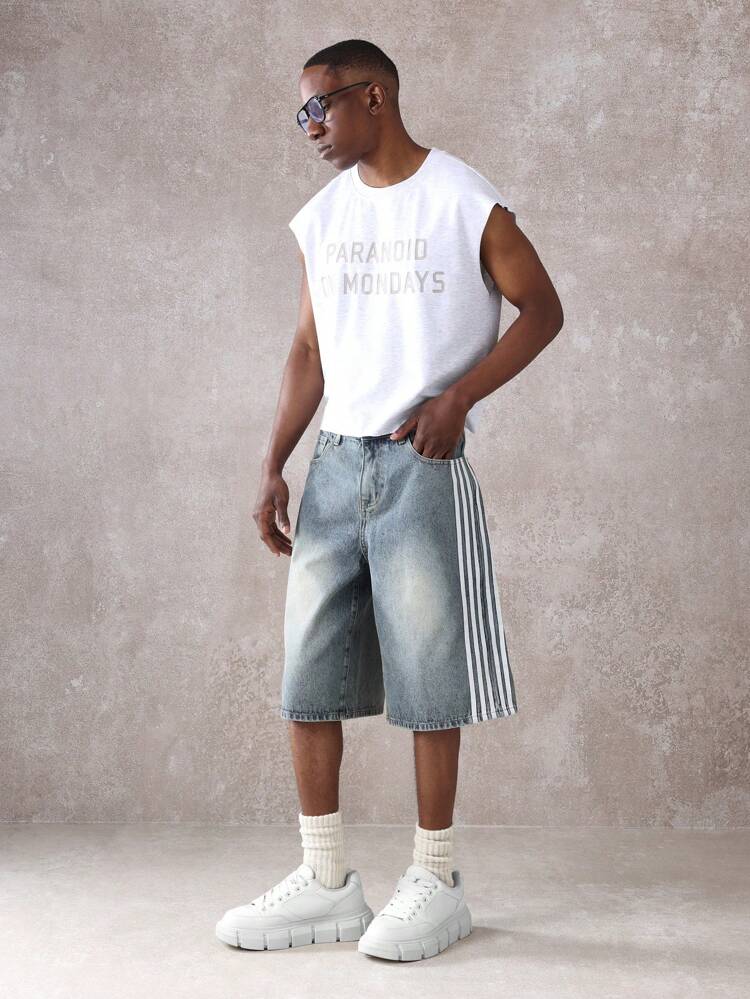 Sportowy top sportowy Crop Top Paranoid On Mondays Gym Workout Cut Off Muscle Raw Edge Loose Fit Streetwear Festival Summer Urban Everyday Active Wear Sports Casual Basic