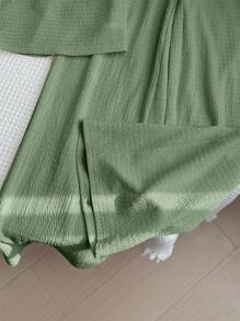 LMoss Kids LMoss 2pcs/Set Tween Girl Woven Solid Color Camisole And Wide Leg Pants - Army Green - View 3