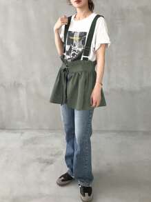 FRIFUL 女式荷叶边时尚背心，可内搭宽松轻便夹克 - 軍綠色 - 查看 5