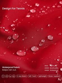 GLOWMODE Water-Resistant Lightweight Tennis Underarm Back Mesh Panel Adjustable Hem Waist Length Jacket Workout Traning Tennis - Fiery Red - View 4