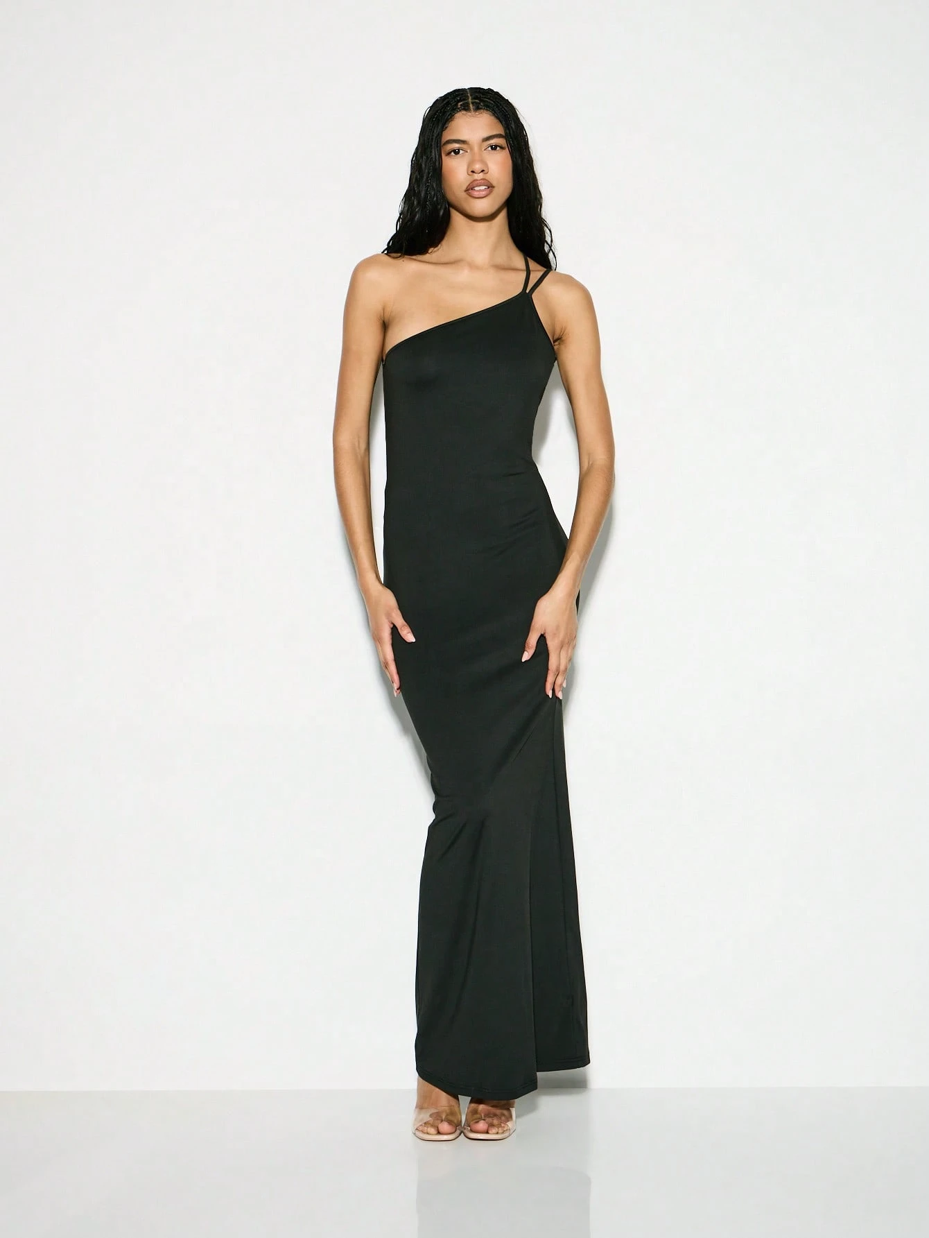 KIZN Robe longue élégante à une épaule et dos bénitier