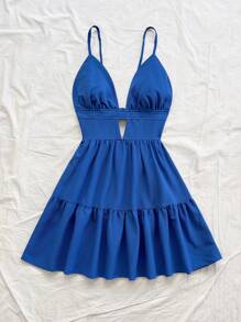 Soleia Vacation Casual V-Neck Sleeveless Backless Red Dress,Summer Dresses For Women - Royal Blue - View 7