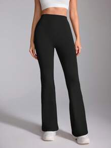 Easithlete 女士纯色褶皱腰休闲健身瑜伽喇叭裤，运动 - 彩色 - 查看 6