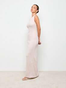 AiiRZ Backless Sparkle Knit Maxi Dress - Pink - View 5