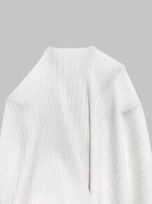 INAWLY Women Ribbed Knitted Slim Fit Midi Strap Dress - White - View 7