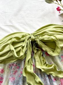 Soleia Women's Tie-Dye Ditsy Floral Asymmetrical Hem Camisole Crop Top, Suitable For Vacation, Music Festival, Bohemian, Holiday, Afternoon Tea