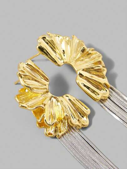 Ontre Pendientes de flores bicolor con baño de oro de 18k, apropiados para uso diario