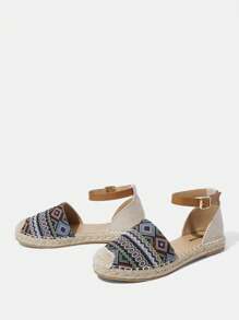 Styleloop Women's Adjustable Buckle Bohemian Style Rope Flat Sandals, Vacation - Brown - View 7