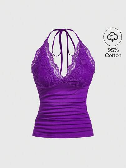 Trägertop mit Kontrast Spitzen,