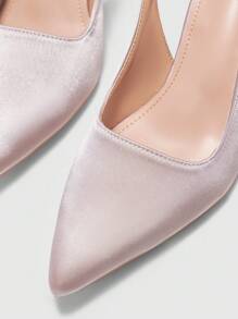 CUCCOO BIZCHIC Fashion Pink Satin Pointed Toe Chunky Heel Pumps, Suitable For Commuting, Dating, Party, Events For Christmas Spring Shoes - Pink - View 7