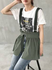 FRIFUL 女式荷叶边时尚背心，可内搭宽松轻便夹克 - 軍綠色 - 查看 2