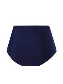 Swim Basics Women's High Waisted Shirred Flattering Slimming Bikini Bottom For Summer Beach Vacation - Navy Blue - View 4