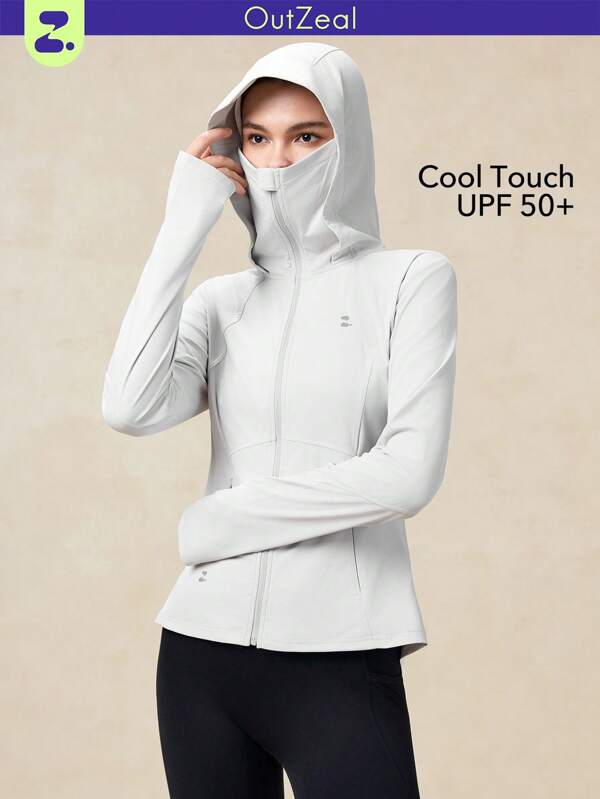 OutZeal SunProof UPF50+ Cooling Hooed Slim Sun Protection Jacket Women With Mask