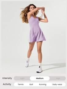 GLOWMODE Váy ngắn Peekaboo FeatherFit™-Air có quần short tích hợp, cổ vuông bỏ túi, chống trượt, dáng chữ thập, hỗ trợ nhẹ, tác động thấp, khô nhanh, thấm hút ẩm - Màu Lilac Tím - Xem 7