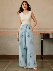 Anewsta Handmade Accessories Straight-Leg Jeans For Women, Fashionable Niche Design - Blue - View 6