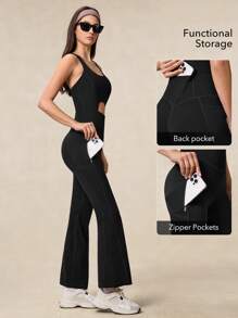 OutZeal Sweat Wicking Nylon 2in1 Removable Pads Adjustable Straps Shaping Jumpsuit Flare Pocket - Black - View 5