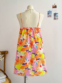 Soleia Plus Tropical Print Cami Summer Boho Dress,Beach Dress Sundress,Holiday Outfits - Multicolor - View 2