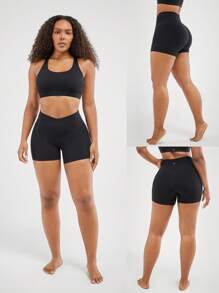 GLOWMODE 4.3" FeatherFit™ Crossover Cutie Biker Shorts Low Impact Cycling Running Gym Workout