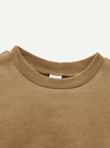 Cozy Pixies 4pcs Set Baby Boy Solid Color Decoration Woven Label Round Neck Short Sleeve Pullover Top And Shorts - Multicolor - View 6