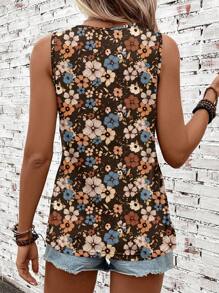 SHEIN LUNE 休闲复古花卉图案圆领女式背心，适合夏季