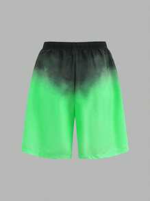SHEIN Leap Crew Gradient Color 2 In 1 Teen Boys Swim Trunks, Beach Shorts, Swimwear For Beach Parties, Music Festivals, Suitable For Spring & Summer Swimming, Surfing - Green - View 5