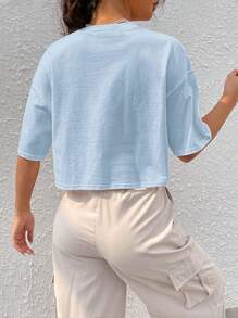 SHEIN EZwear 纯色短袖T恤，简约时尚，休闲日常穿着