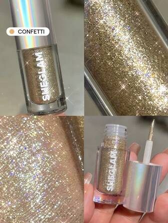 SHEGLAM Insta- Glitter Liner-Confetti Fard à PaupièRes Liquide En Gel Doré Haute Brillance Longue Tenue Hautement Pigmenté Liquide Longue Tenue Du Cadeau De NoëL Fard à PaupièRes Remise De DiplôMe Anniversaire Vacances Haut ÉTé Automne Y2K ÉLéGant Mode Femmes Marque Maquillage CosméTique Beauté Visage FêTe Plage Voyage Camping Rituals Plein Air ÉCole Campus Excursion Festivals DéCoration Cadeau PréSent Rose Fille Cosplay Jeux Meilleur Couleur Charme Ambiance