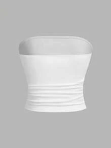 SHEIN EZwear 3pcs Women Casual Cropped Ruched Slim Camisole Top Set Tube Top - Multicolor - View 10