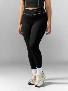 MISSGUIDED PLUS Contrast Binding Active Legging - Black - View 4