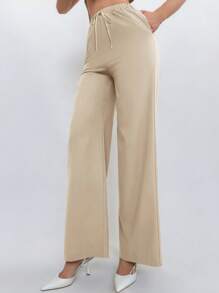 Aloruh Women Asymmetric Hem Turtleneck Top And Pants Suit Set,Business Casual Woman,Summer Sets - Apricot - View 4