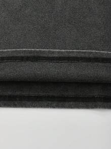 ROMWE MEN Street Life Men's Gothic Loose Fit Rhinestone Print Washed Short Sleeve T-Shirt, Rave - Black - View 6