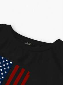 EMERY ROSE Áo ba lỗ không tay in hình cờ Hoa Kỳ thoải mái, mùa hè cho nữ - màu đen - Xem 6