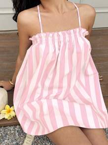 Sunnyshic Women's Casual Colorful Stripe Strap Sundress, Versatile For Holiday/Daily Wear, Spring/Summer